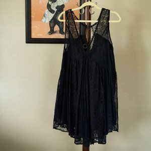 Free People Black Navy Don’t You Dare Lace Dress